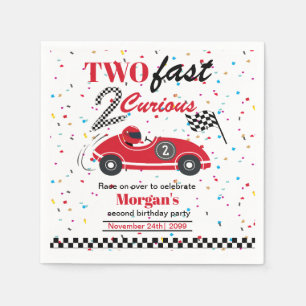 Two Fast 2Curious Red Sports Car Second Birthday  Napkin