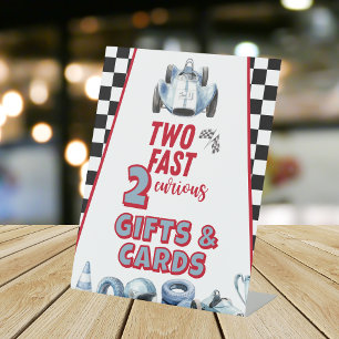 Two Fast 2nd birthday Boy Racing Car Gifts Pedestal Sign