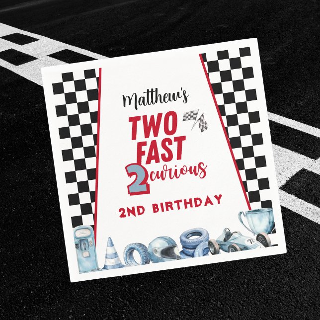 Two Fast 2nd birthday Boy Racing Car Invitation Napkin (Creator Uploaded)