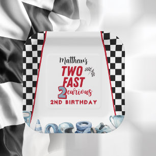 Two Fast 2nd birthday Boy Racing Car  Paper Plate
