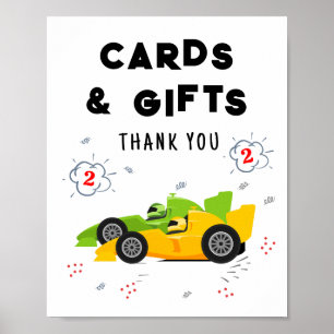 Two Fast 2nd Birthday Cards and Gifts Sign