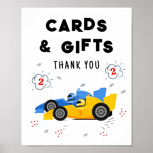 Two Fast 2nd Birthday Cards and Gifts Sign (Front)