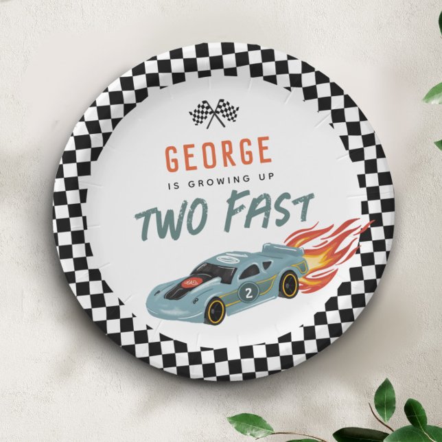 Two Fast 2nd Birthday – Hot Car Party Paper Plate (Creator Uploaded)