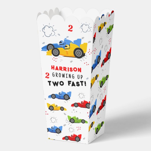 Two Fast 2nd Birthday Kids Racing Cars Custom Favo Favour Box (Front)