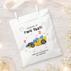 Two Fast 2nd Birthday Kids Racing Cars Name Favour Bags