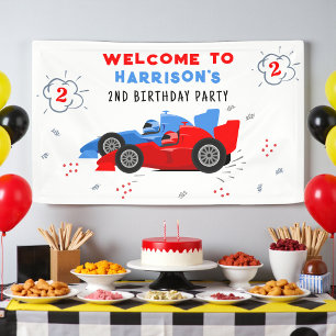 Two Fast 2nd Birthday Kids Racing Cars Welcome Banner