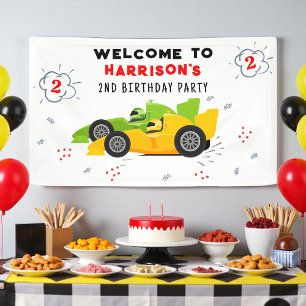 Two Fast 2nd Birthday Kids Racing Cars Welcome Banner