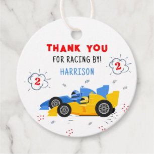 Two Fast 2nd Birthday Racing Cars Thank You Favour Tags