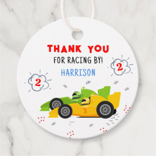 Two Fast 2nd Birthday Racing Cars Thank You Favour Tags