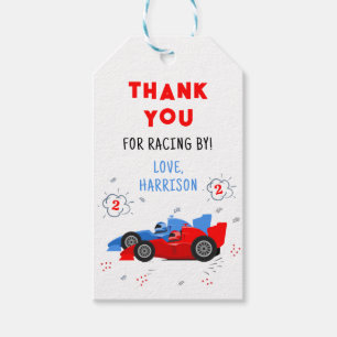Two Fast 2nd Birthday Racing Cars Thank You Gift Tags