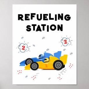 Two Fast 2nd Birthday Refueling Station Table Sign