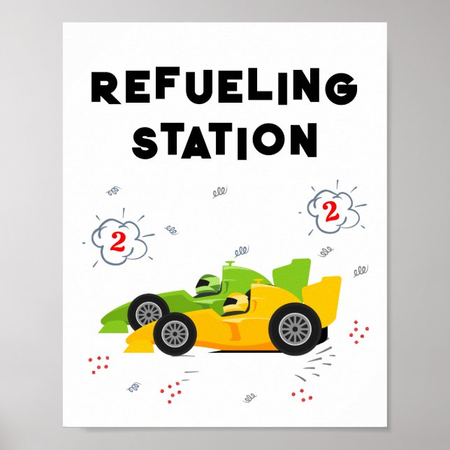 Two Fast 2nd Birthday Refueling Table Sign (Front)