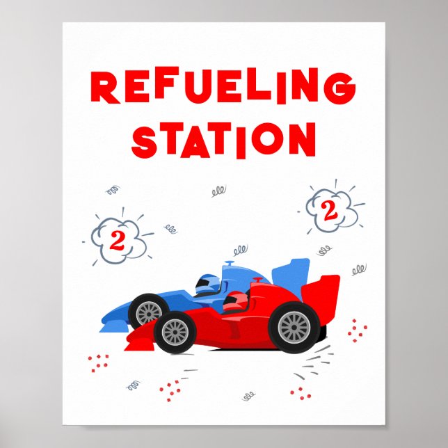 Two Fast 2nd Birthday Refueling Table Sign (Front)