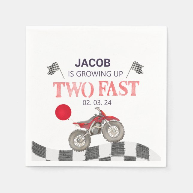 Two Fast Birthday Dirt Bike Theme Napkin (Front)