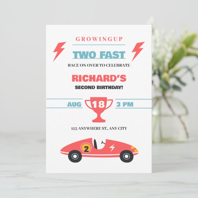 two fast birthday invitation (Standing Front)