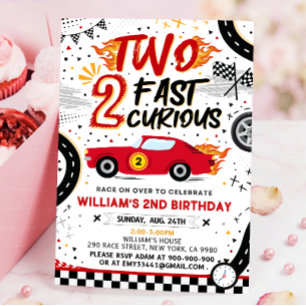 Two Fast Birthday Invitation, Race Car Invitation