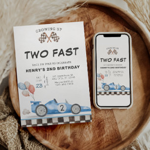 Two Fast Birthday Invitation Racecar 2nd