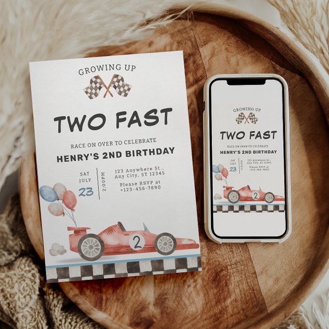 Two Fast Birthday Invitation Racecar 2nd (Creator Uploaded)