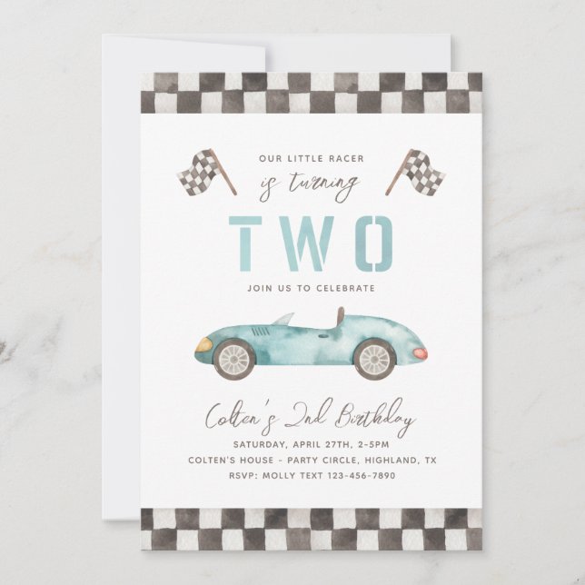 TWO Fast Birthday Invitation | Racing Invitation (Front)