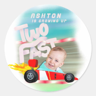 Two Fast Birthday Party Classic Round Sticker
