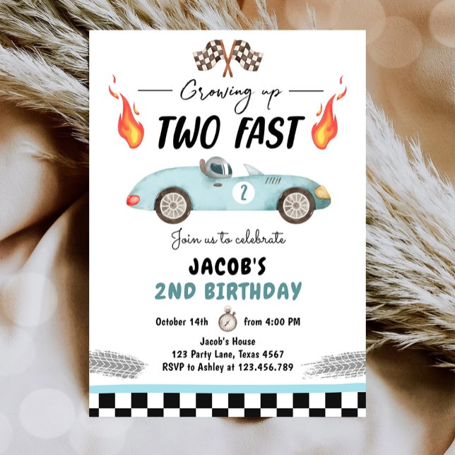 Two Fast Birthday Party Race Car 2nd Birthday Invitation (Creator Uploaded)