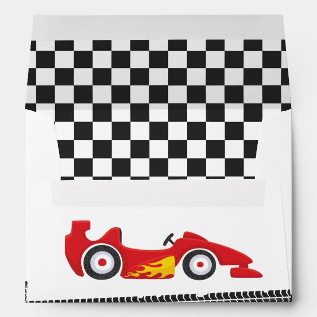 Two Fast Birthday Party Red Race Car 2nd Birthday Envelope (Back (Bottom))