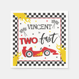 Two Fast Birthday Party Red Race Car 2nd Birthday Napkin