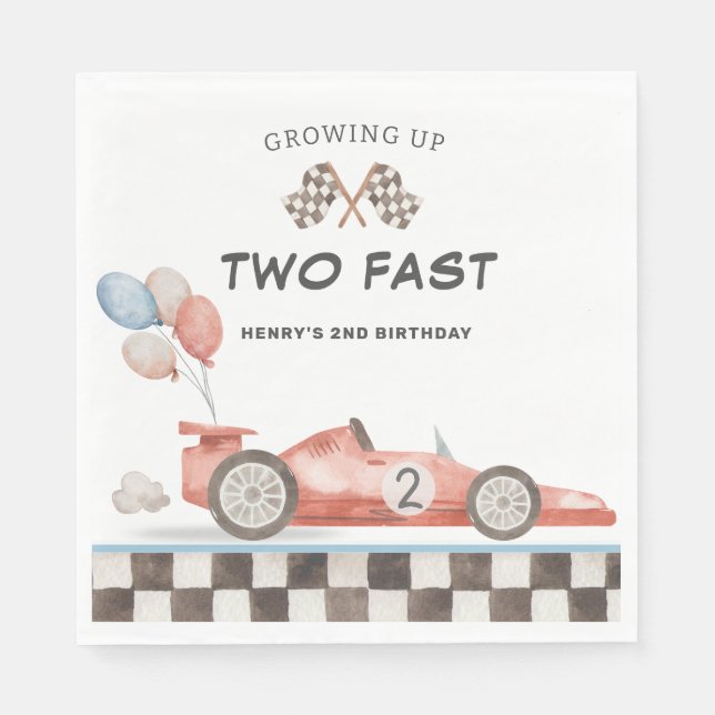 Two Fast Birthday Racecar 2nd Lap Down Napkin (Front)