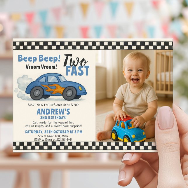 Two Fast Birthday Racing Car Invitation (Creator Uploaded)
