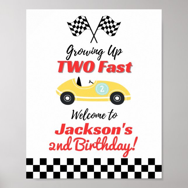 TWO Fast Birthday Welcome Sign Poster (Front)