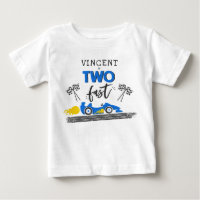 Two Fast Blue Race Car 2nd Birthday Party Outfit