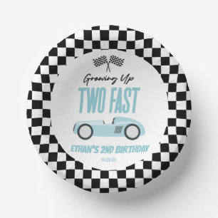 Two Fast Blue Race Car 2nd Birthday Party Paper Plate