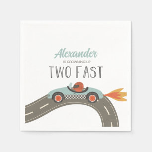Two Fast BLUE Race Car Birthday Napkin
