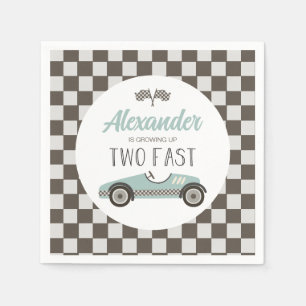Two Fast blue Race Car Birthday Napkin