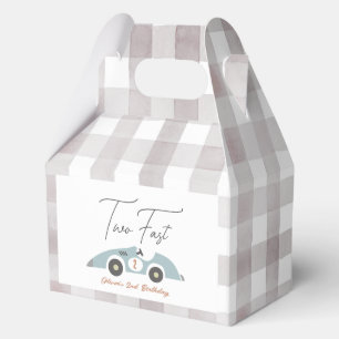 Two Fast Blue Race Car Boy 2nd Birthday Favour Box