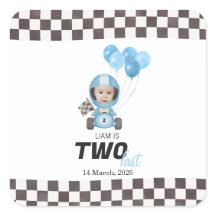 Two Fast Blue Race Car Custom Photo 2nd Birthday
