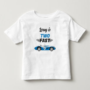 Two Fast Blue Vintage Race Car Boy Birthday Toddler T-Shirt
