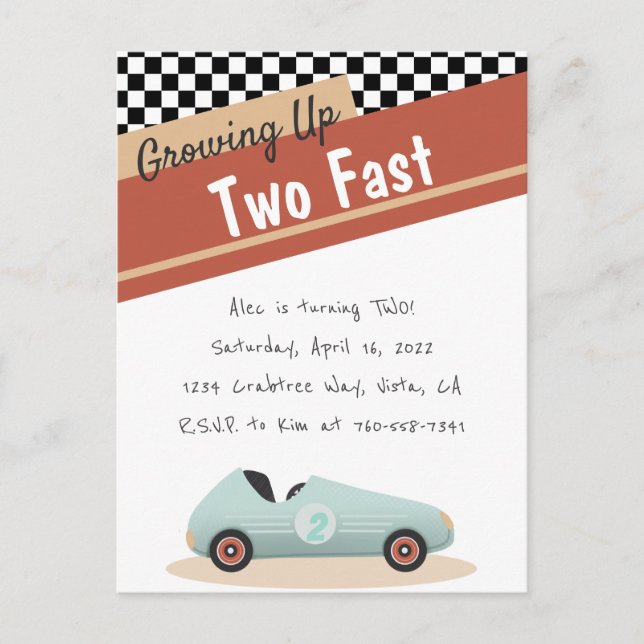 Two Fast Car Theme Unique Yellow Red Black Invitat Postcard (Front)