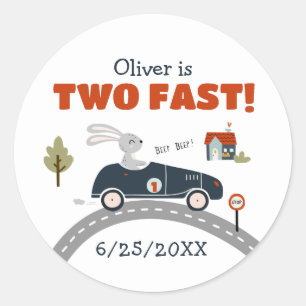 Two Fast Cars 2nd Birthday Stickers