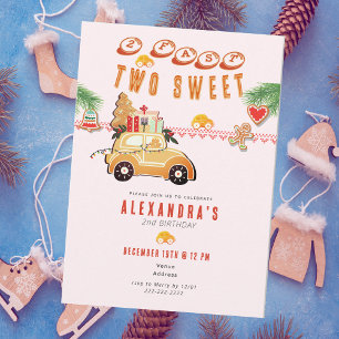 Two Fast Christmas Gingerbread Car P 2nd Birthday Invitation