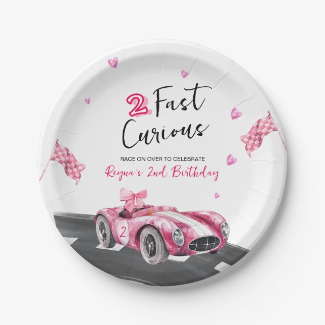 Two Fast Curious Birthday  Paper Plate (Front)