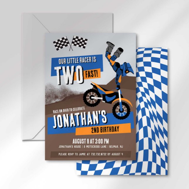 Two Fast Dirt Bike Birthday Invitation (Creator Uploaded)