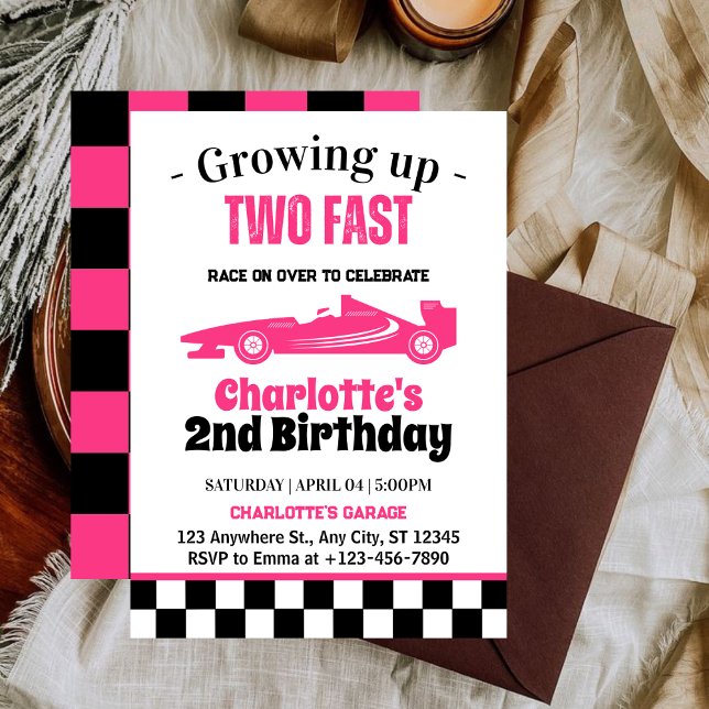 Two Fast Girl 2nd Birthday Party Invitation (Creator Uploaded)