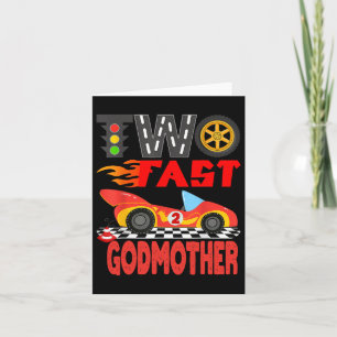 Two Fast Godmother Pit Crew Racing Car Family Birt Card