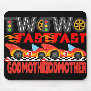 Two Fast Godmother Pit Crew Racing Car Family Birt Mouse Mat