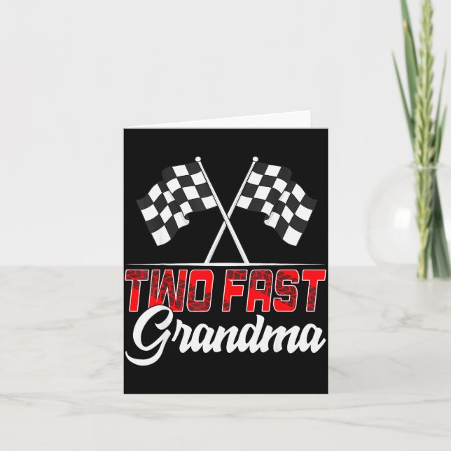 Two Fast Grandma Second Birthday Racing Car Family Card (Front)