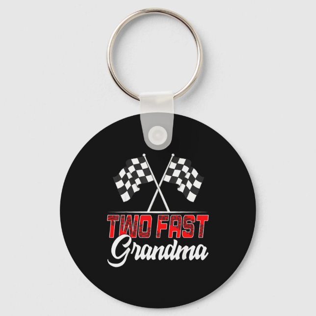 Two Fast Grandma Second Birthday Racing Car Family Key Ring (Front)