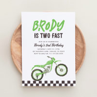 Two Fast Green Dirt Bike Boy 2nd Birthday