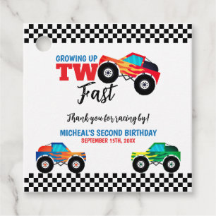Two Fast Monster Truck 2nd Birthday Favour Tags