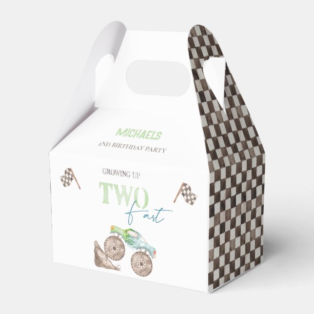 TWO Fast Monster Truck Birthday Favour Box (Front Side)